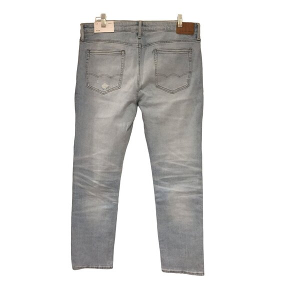 American Eagle Men's 36/30 Slim Light Destroy Wash Airflex + Denim Distressed Je - Picture 2 of 4